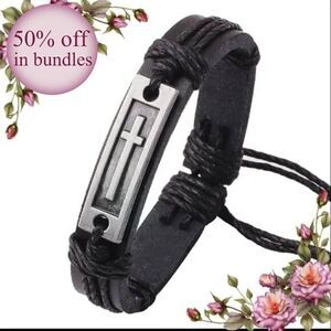 Metal Alloy Cowhide Cross Leather Adjustable Woven Bracelet Jewelry